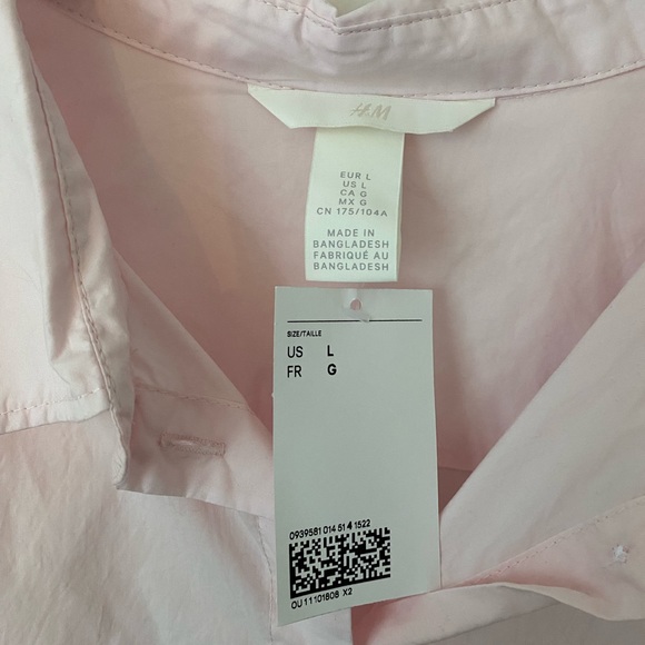 H&M NWT pale pink button down shirt. Size Large. never worn. - Picture 5 of 5